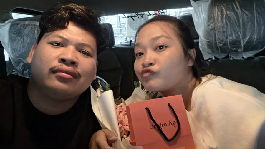 Couple selfie in the car